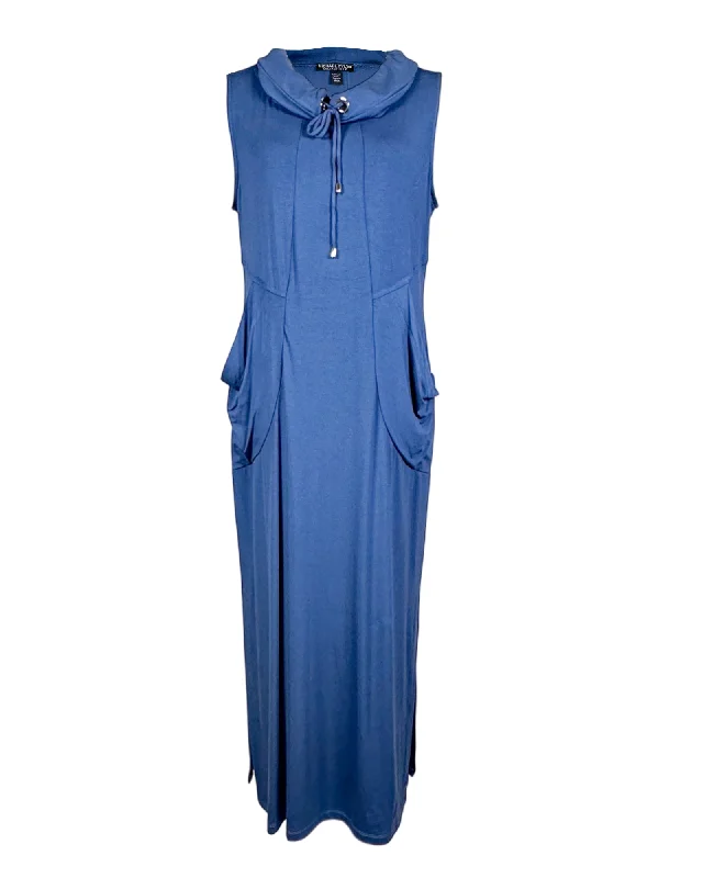 Women's Blue Maxi Dress by Michael Tyler Cozy Ruffle Sleeve Maxi Dress