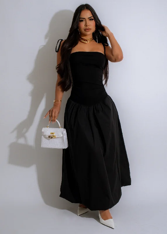 Yours Truly Maxi Dress Black Comfortable Fit-and-Flare Maxi Dress