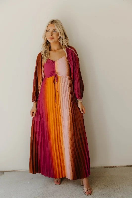Zoey Pleated Maxi Dress - Final Sale 50% off in cart Comfortable Satin Maxi Dress