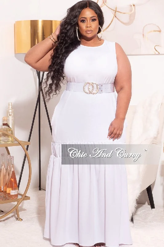 Final Sale Plus Size Maxi Dress in White with Ruffle Comfortable Long-Sleeve Maxi Dress Final Sale Plus Size Maxi Dress in White with Ruffle Comfortable Long-Sleeve Maxi Dress