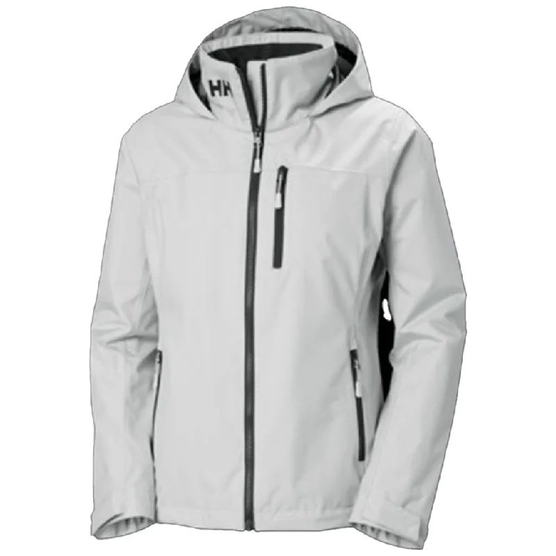 Helly Hansen Women's Grey Fog Crew Hooded Midlayer Jacket 2.0 Stand-Up Collar Roll-Neck Collar Turtle Neck