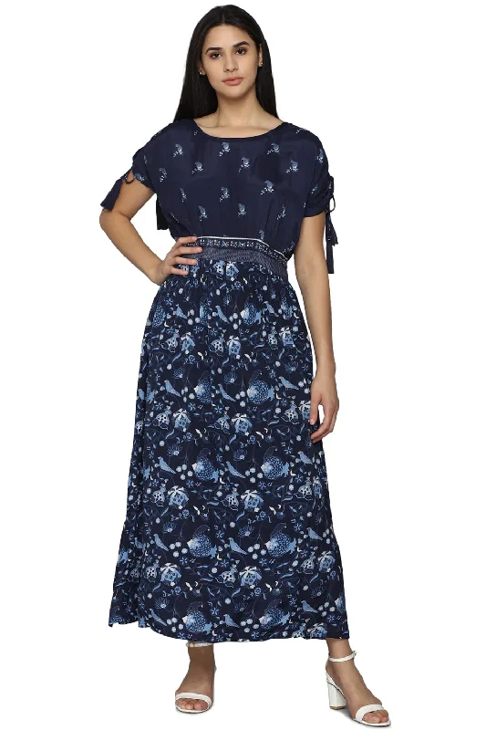 Allen Solly Women's Viscose Classic Maxi Dress (Navy) Cozy Wrap Maxi Dress