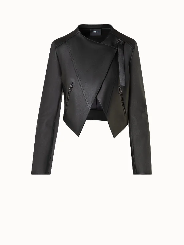 Asymmetrical Leather Biker Jacket Chenille Fabric Brocade Fabric Lace Fabric
