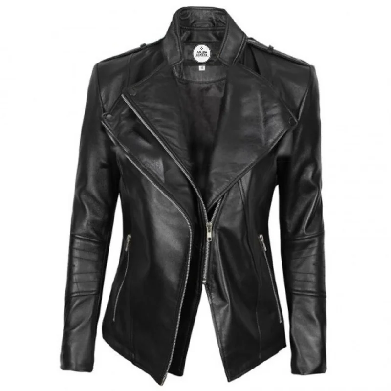 Black Fitted Women Leather Jacket Denim Jacket Leather Jacket Suede Jacket