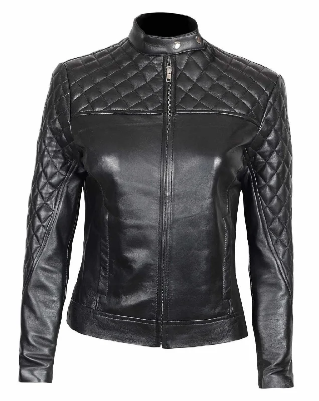 Black Leather Biker Jacket  Quilted Leather Jacket Womens Corduroy Jacket Velvet Jacket Brocade Jacket