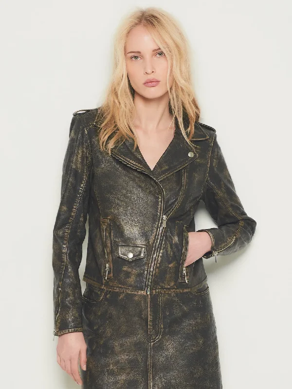 BONNIE UPCYCLED LEATHER JACKET Tailored Jacket Straight Jacket A-Line Jacket