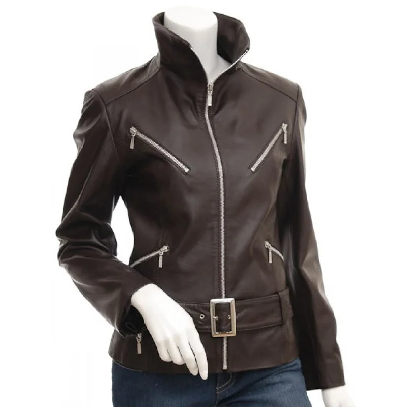 Brown Collar Stylish Leather Jacket Womens Denim Jacket Leather Jacket Suede Jacket