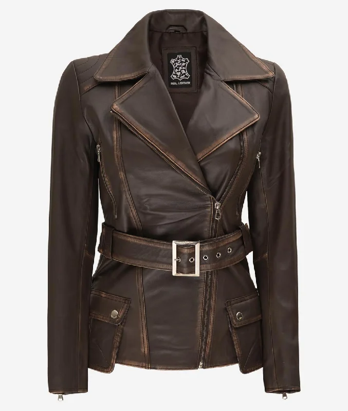 Brown Leather Vintage Womens Motorcycle Jacket Striped Jacket Polka Dot Jacket Floral Jacket