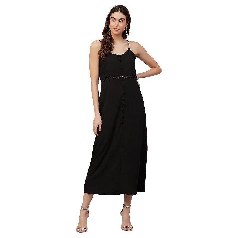 Calton London Women's Crepe A-Line Maxi Dress (CL075_Black_Medium) Comfortable Pleated Maxi Dress Calton London Women's Crepe A-Line Maxi Dress (CL075_Black_Medium) Comfortable Pleated Maxi Dress
