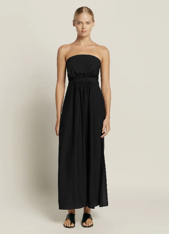 Casa Lucia Bandeau Maxi Dress - Black Classic V-Neck Maxi Dress