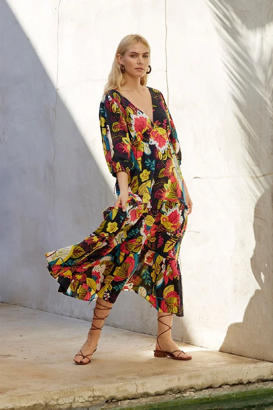 CHLOE PRINTED MAXI DRESS Stylish Long Sleeve Maxi Dress