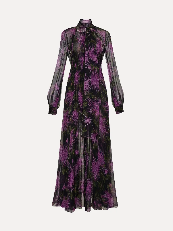 Chrysanthemum Chiffon Maxi Dress Cozy Ribbed Maxi Dress
