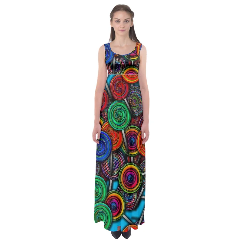 Colorful lolipops Empire Waist Maxi Dress Fashionable Chiffon Maxi Dress