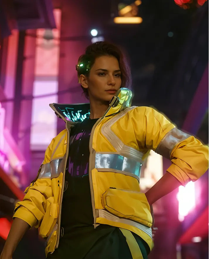Cyberpunk 2077 Edgerunners Lucy Yellow Jacket Faux Fur Fabric Real Fur Fabric Shearling Fabric Cyberpunk 2077 Edgerunners Lucy Yellow Jacket Faux Fur Fabric Real Fur Fabric Shearling Fabric