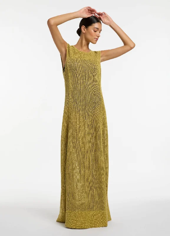 Echelle Crochet Maxi Dress - Pistachio Cozy Knitted Maxi Dress