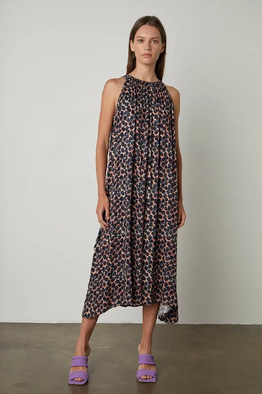 EDANA PRINTED MAXI DRESS Elegant Silk Maxi Dress