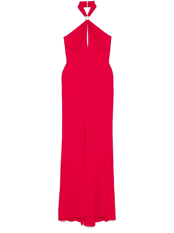 ELISABETTA FRANCHI HALTERNECK JERSEY MAXI DRESS Cozy Knit Maxi Dress