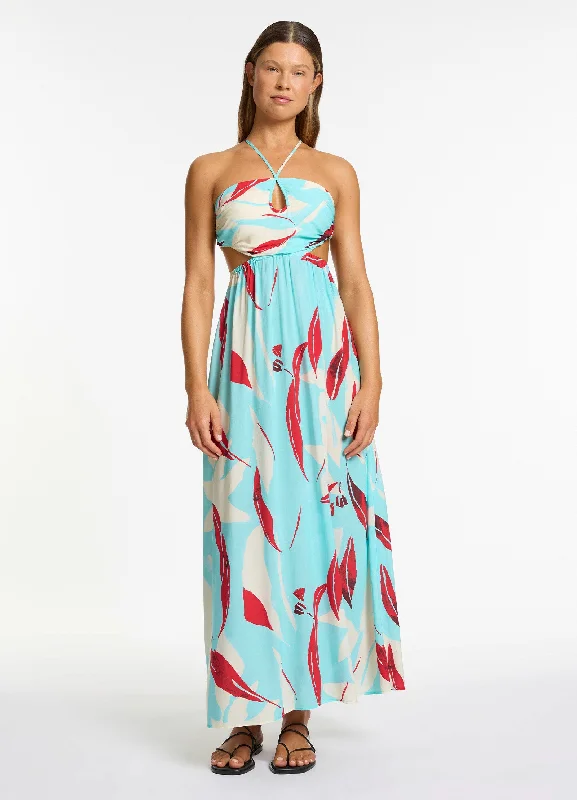 Fauna Gathered Maxi Dress - Dolce Fashionable Chiffon Maxi Dress