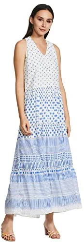 global desi Women's Synthetic A-Line Maxi Dress (AW19GR178MXPVO_Blue_M) Elegant Boho Maxi Dress global desi Women's Synthetic A-Line Maxi Dress (AW19GR178MXPVO_Blue_M) Elegant Boho Maxi Dress