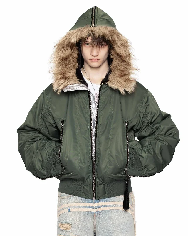 Green Aviator Bomber Jacket Cotton Jacket Linen Jacket Terry Jacket