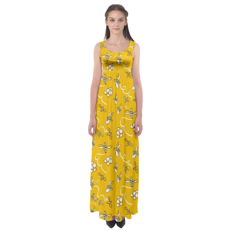Honeybees Empire Waist Maxi Dress Fashionable High-Low Maxi Dress