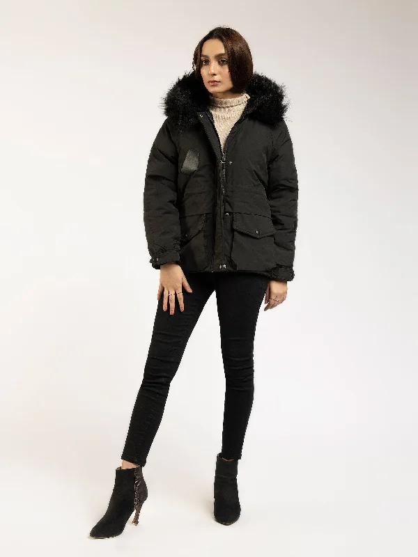 Faux Fur Puffer Jacket Nylon Jacket Polyester Jacket Spandex Jacket