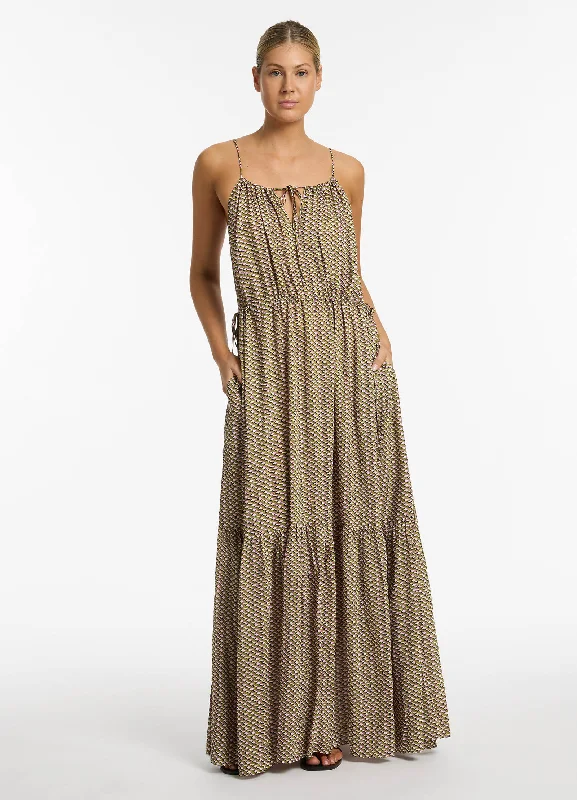 Infinity Drawcord Maxi Dress - Kelp Cozy Maxi Dress with Slit