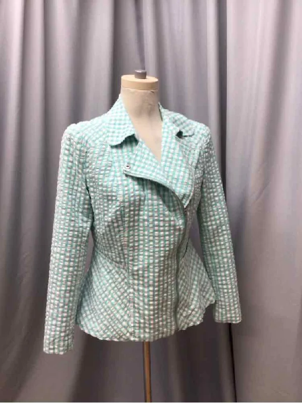 ISAAC MIZRAHI SIZE 4 Ladies JACKET Denim Fabric Leather Fabric Suede Fabric