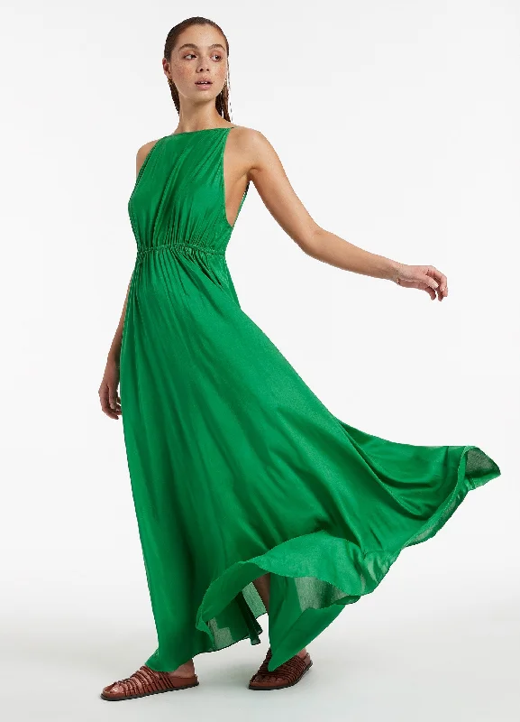 Jetset Backless Maxi Dress - Green Elegant Boho Maxi Dress