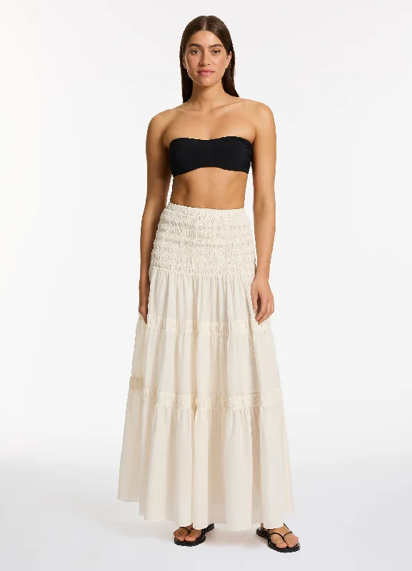 Jetset Convertible Maxi Dress - Cream Trendy V-Neck Maxi Dress