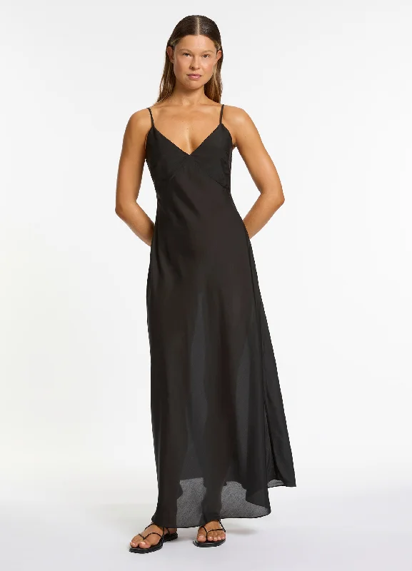 Jetset Slip Maxi Dress - Black Stylish Boho Chic Maxi Dress