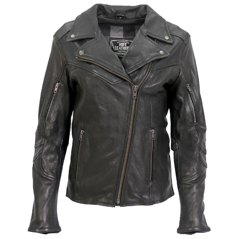 Hot Leathers JKL1034 Ladies Biker Black Leather Motorcycle Jacket with Plaid Flannel Lining Herringbone Jacket Houndstooth Jacket Plaid Jacket Hot Leathers JKL1034 Ladies Biker Black Leather Motorcycle Jacket with Plaid Flannel Lining Herringbone Jacket Houndstooth Jacket Plaid Jacket