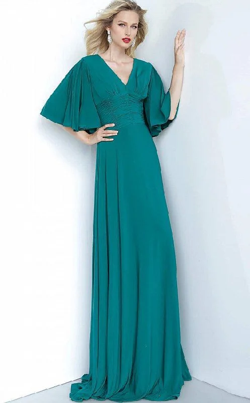 Jovani - 1547 V-Neck Jersey Maxi Dress Fashionable Sheer Maxi Dress