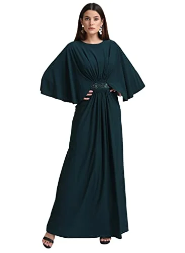 Kazo Embellished Polyester Blend Round Neck Women's Maxi Dress (Green,Small) Comfortable Ruffle Maxi Dress Kazo Embellished Polyester Blend Round Neck Women's Maxi Dress (Green,Small) Comfortable Ruffle Maxi Dress
