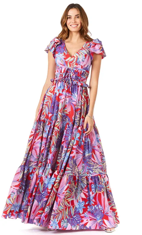 Lara Dresses 29276 - Ruffled Waist Maxi Dress Elegant Maxi Dress with Ruffles