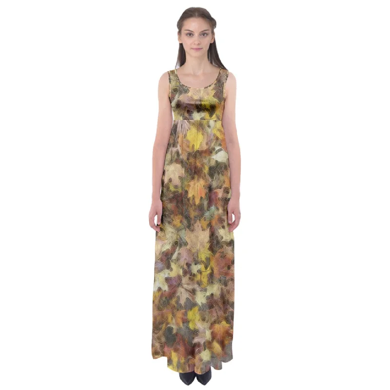 Late October Leaves Light Empire Waist Maxi Dress Chic Summer Floral Maxi Dress