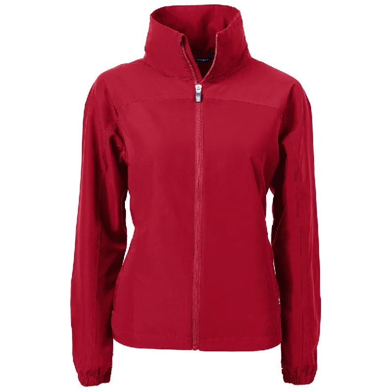 Cutter & Buck Women's Cardinal Red Charter Eco Recycled Full Zip Jacket Wool Fabric Cashmere Fabric Tweed Fabric