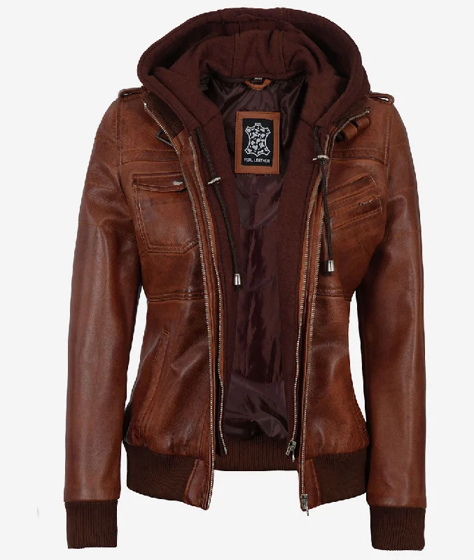 Leather Jacket  Womens Hooded Jacket Collared Jacket Crew Neck Jacket Turtle Neck Jacket
