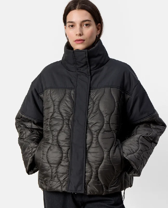 Levete Room Holly Short Black Olive Quilted Jacket Wool Fabric Cashmere Fabric Tweed Fabric