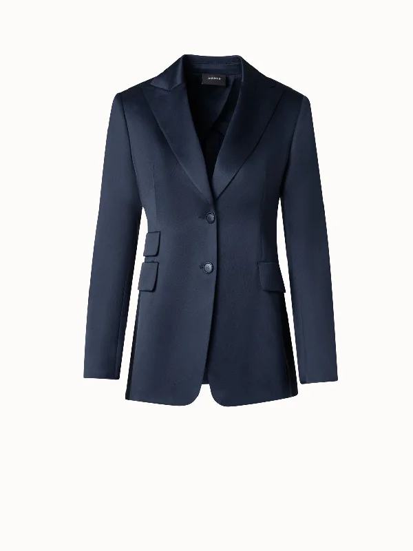 Long Silk Bazer Jacket Zippered Front Buttoned Front Snap Front