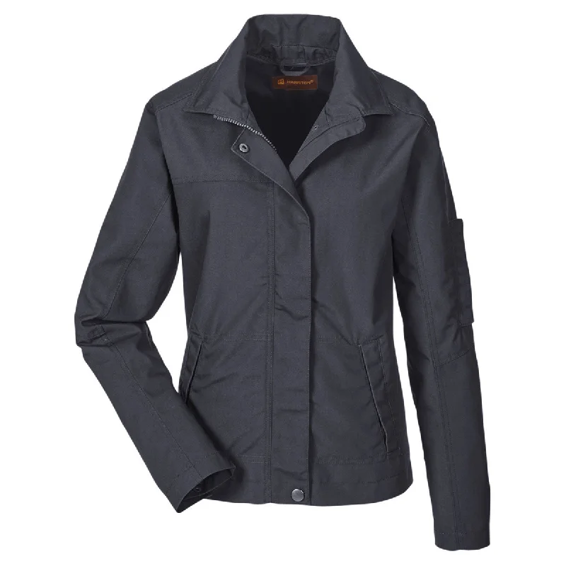 Harriton Women's Dark Charcoal Auxiliary Canvas Work Jacket Rayon Fabric Velvet Fabric Corduroy Fabric