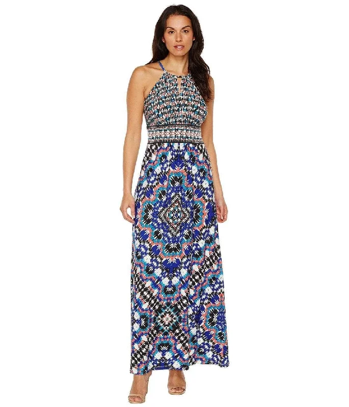 Maggy London T2658MNR Mixed Ikat Keyhole Cutout Halter Maxi Dress Trendy Floral Print Maxi Dress Maggy London T2658MNR Mixed Ikat Keyhole Cutout Halter Maxi Dress Trendy Floral Print Maxi Dress