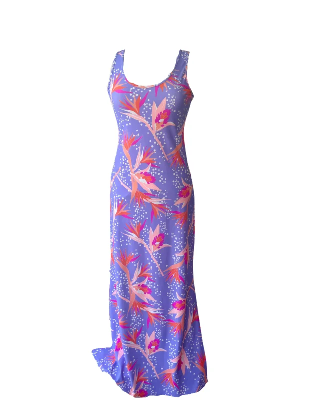 Maui Maxi Dress Tropical Birds of Paradise Comfortable Ruffle Hem Maxi Dress