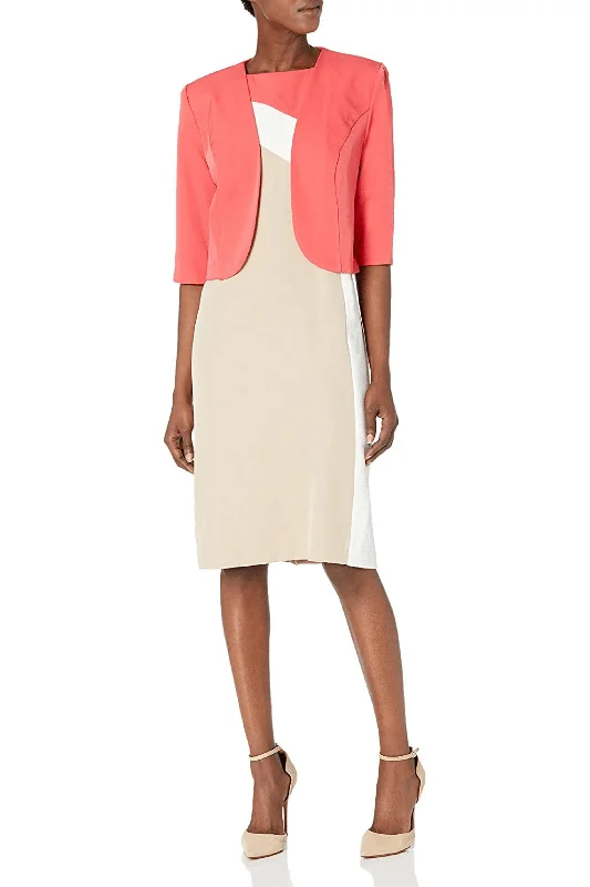 Maya Brooke 28061 - Two-Piece Quarter Sleeved Jacket Knee-Length Dress Trench Coat Raincoat Waterproof Jacket