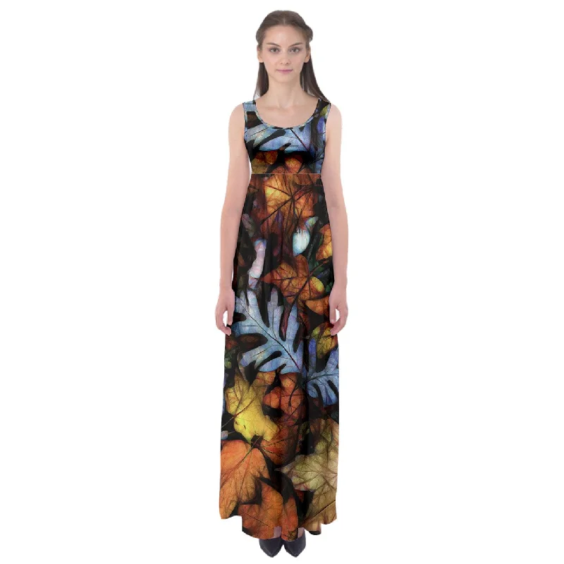 Mid October Leaves Empire Waist Maxi Dress Fashionable Printed Maxi Dress