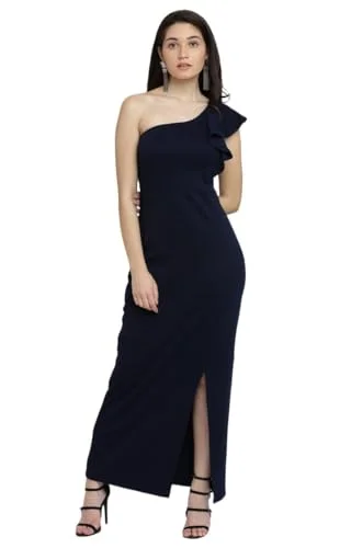 Miss Chase Women's Designer Navy Blue Solid Slitted One Shoulder Ruffled Maxi Dress with Zip Closure (MCAW17D10-37-71-04, Navy Blue, Medium) Elegant Velvet Maxi Dress Miss Chase Women's Designer Navy Blue Solid Slitted One Shoulder Ruffled Maxi Dress with Zip Closure (MCAW17D10-37-71-04, Navy Blue, Medium) Elegant Velvet Maxi Dress
