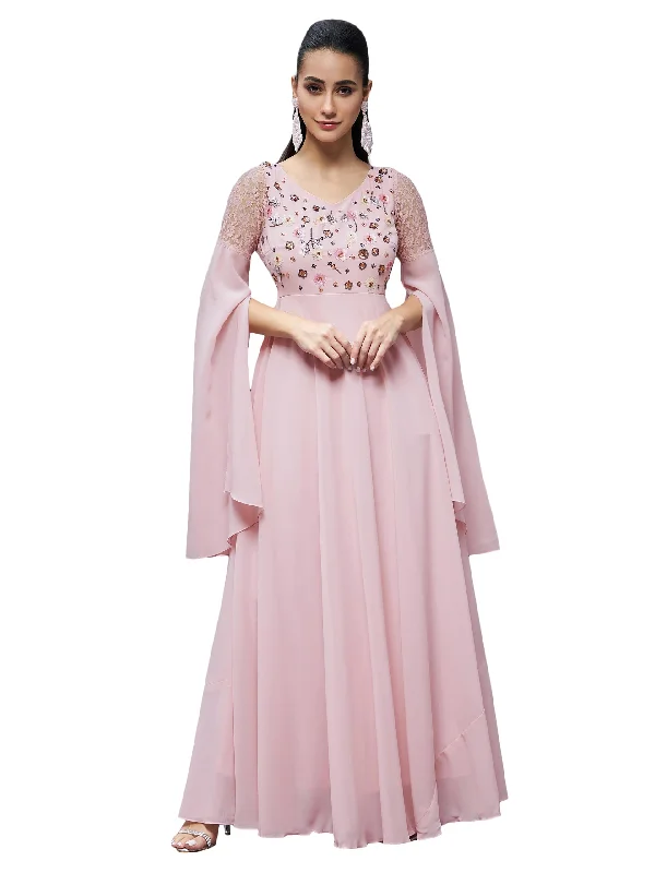 Miss Chase Women's Dusty Pink V-Neck Slit Sleeves Embroidered Maxi Dress (MCSS22D06-45-234-02, Dusty Pink, XS) Fashionable Chiffon Tiered Maxi Dress Miss Chase Women's Dusty Pink V-Neck Slit Sleeves Embroidered Maxi Dress (MCSS22D06-45-234-02, Dusty Pink, XS) Fashionable Chiffon Tiered Maxi Dress