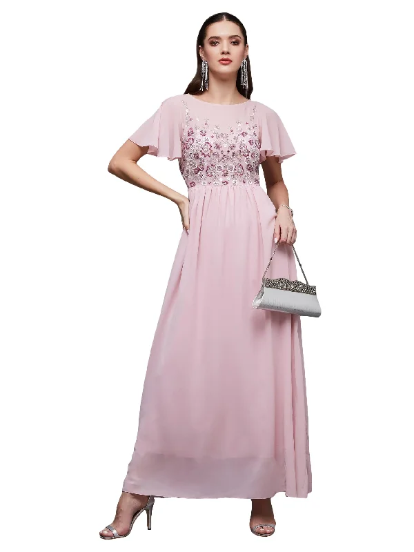 Miss Chase Women's Embellished Gathered Maxi Dress(MCSS23D98-31-199-05, Pink, L) Elegant Lace-Up Maxi Dress Miss Chase Women's Embellished Gathered Maxi Dress(MCSS23D98-31-199-05, Pink, L) Elegant Lace-Up Maxi Dress
