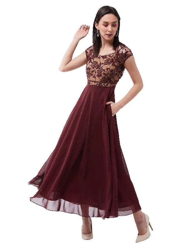 Miss Chase Women's Floral V - Neck Cap Short Sleeves Lace Overlaid Fit & Flare Paneled Maxi Dress (MCSS21D06-11-603-04,Wine & Beige,M) Trendy V-Neck Maxi Dress Miss Chase Women's Floral V - Neck Cap Short Sleeves Lace Overlaid Fit & Flare Paneled Maxi Dress (MCSS21D06-11-603-04,Wine & Beige,M) Trendy V-Neck Maxi Dress