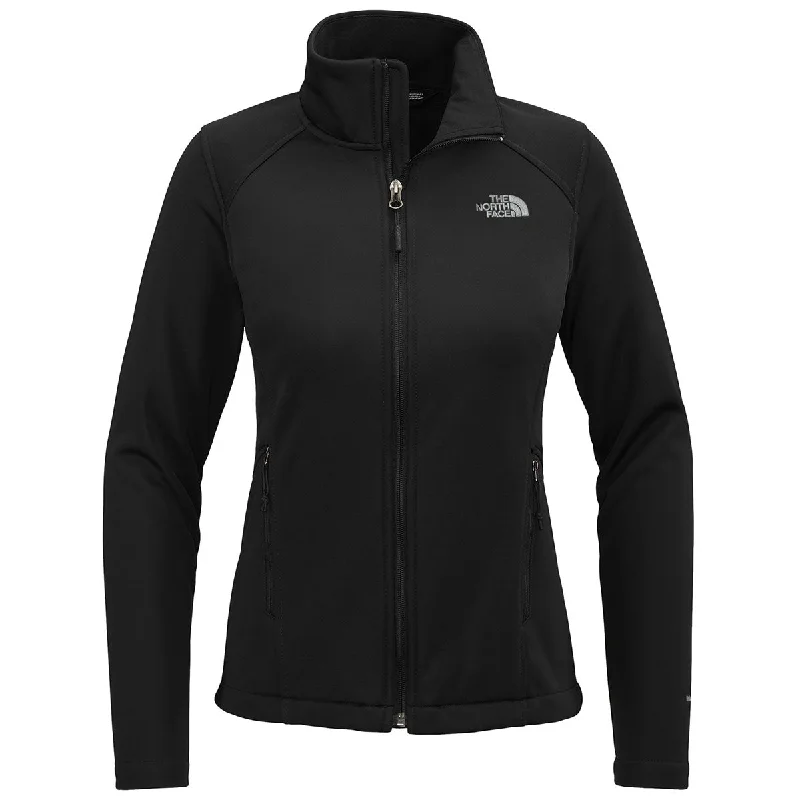 The North Face Women's TNF Black Chest Logo Ridgewall Soft Shell Jacket Zippered Front Buttoned Front Snap Front The North Face Women's TNF Black Chest Logo Ridgewall Soft Shell Jacket Zippered Front Buttoned Front Snap Front